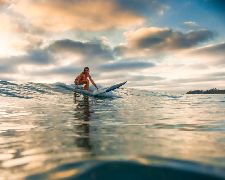 Blonde Surfer Girl at surf goddess retreat bali