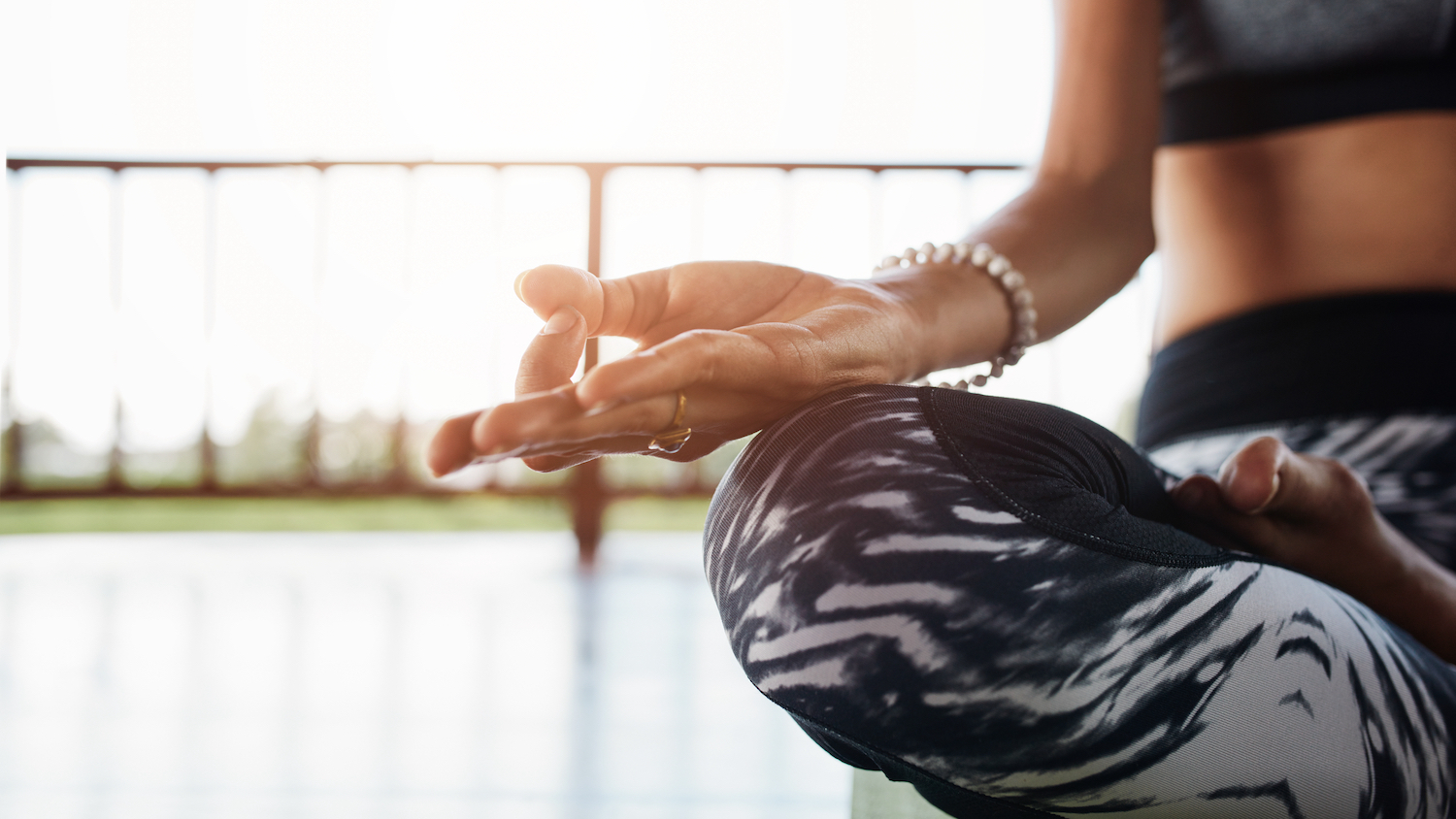 Woman yoga mudra meditation retreat