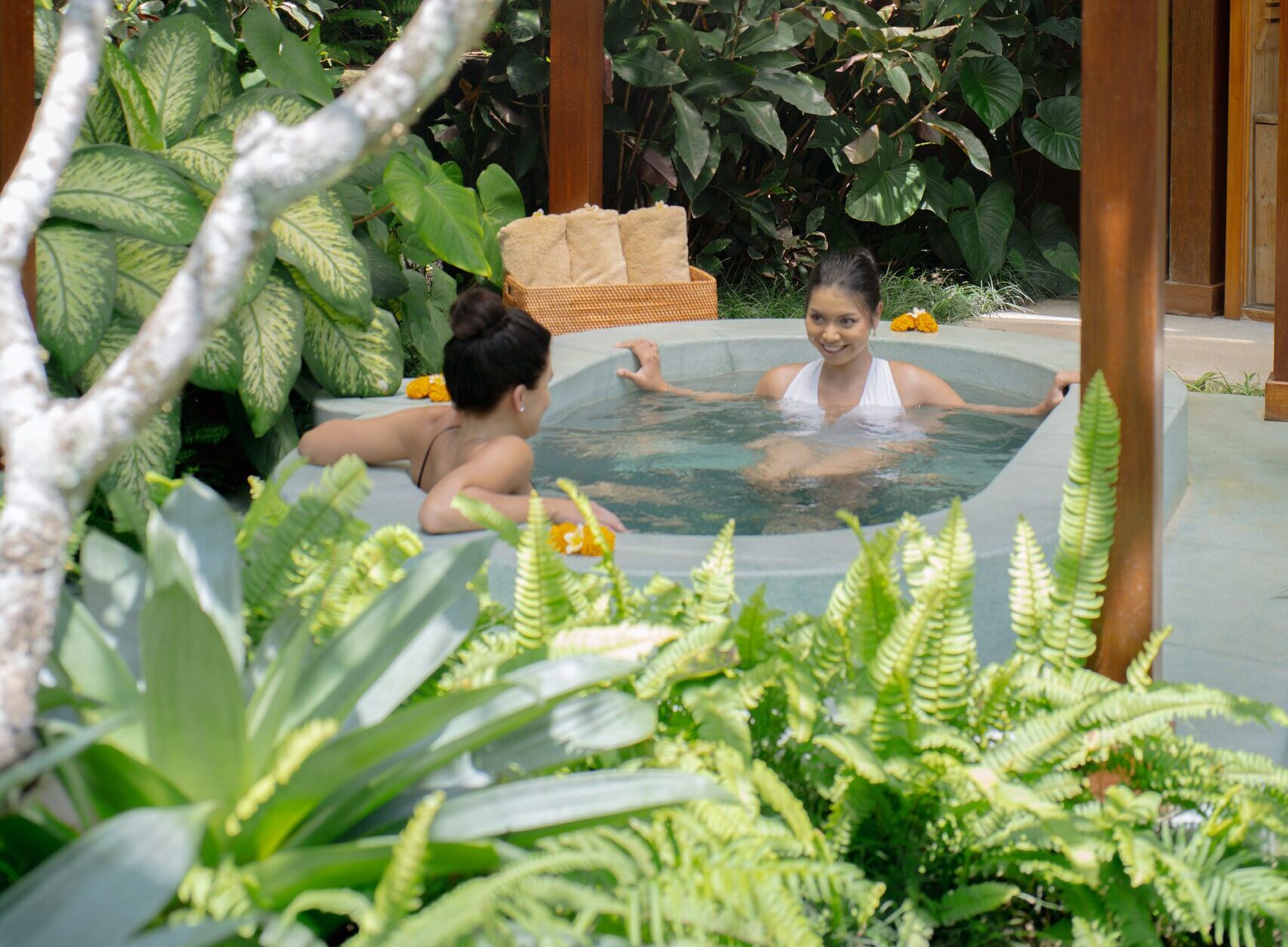 Guest relax in cold pool sauna